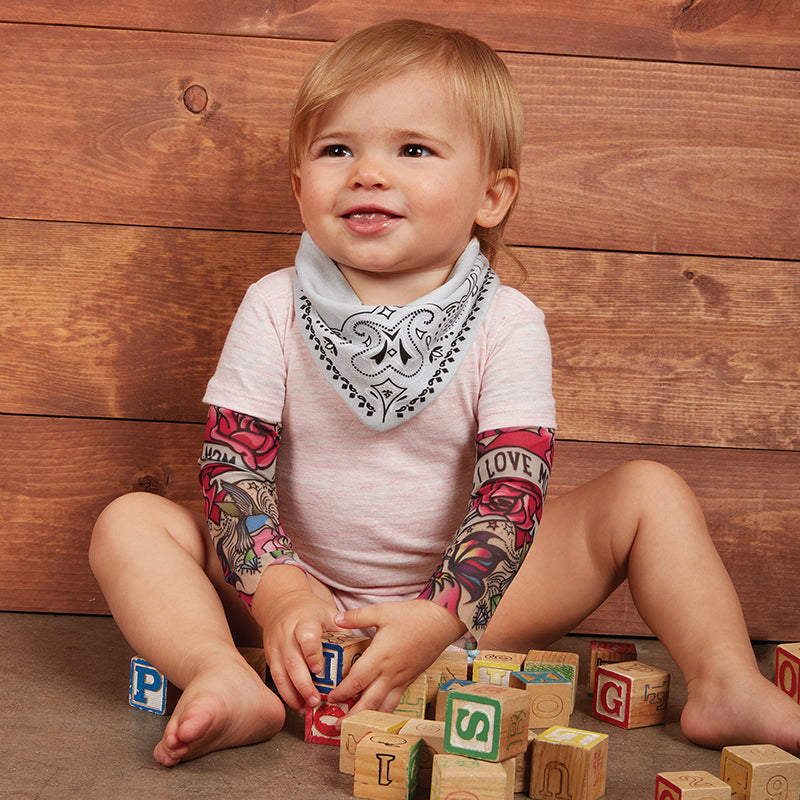 Baby Bandana Bib and Burp Pad Set in Gray and White | Unisex Useful and Funny Baby Gift by The Bullish Store