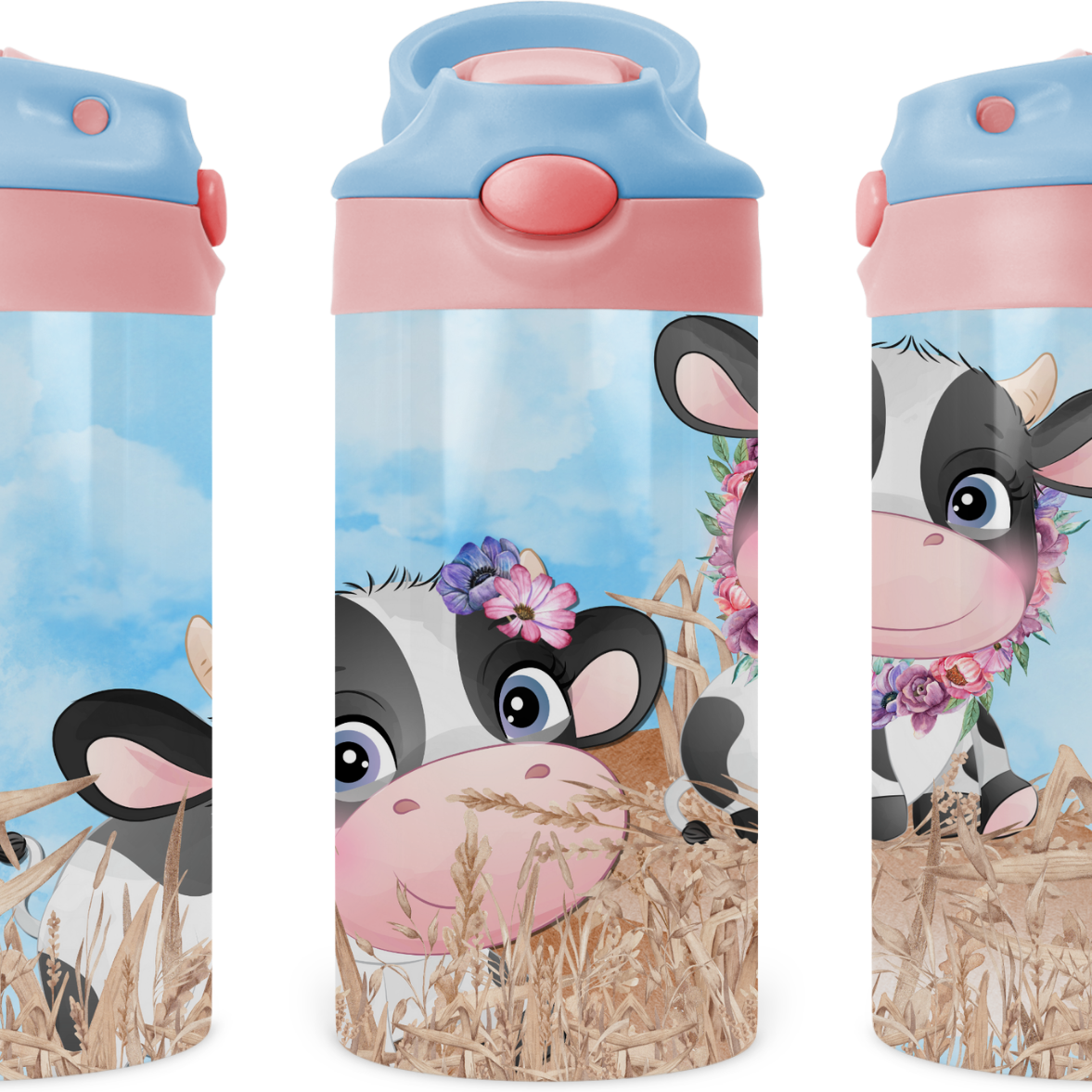 Baby Cows On The Farm Kids 12 oz Water Bottle Flip Top by Crafty Casey's