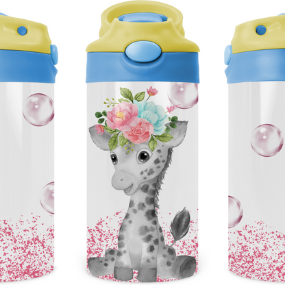 Baby Giraffe Kids 12 oz Water Bottle Flip Top by Crafty Casey's