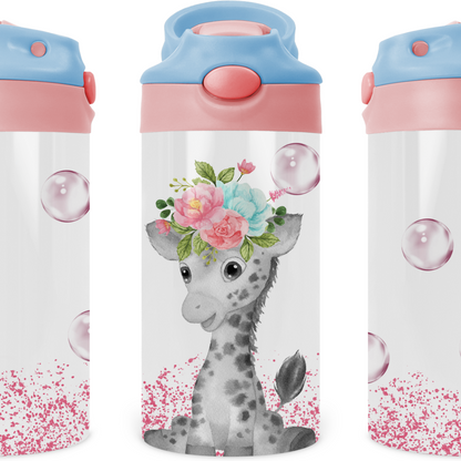 Baby Giraffe Kids 12 oz Water Bottle Flip Top by Crafty Casey's