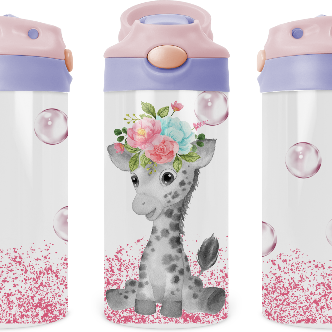 Baby Giraffe Kids 12 oz Water Bottle Flip Top by Crafty Casey's