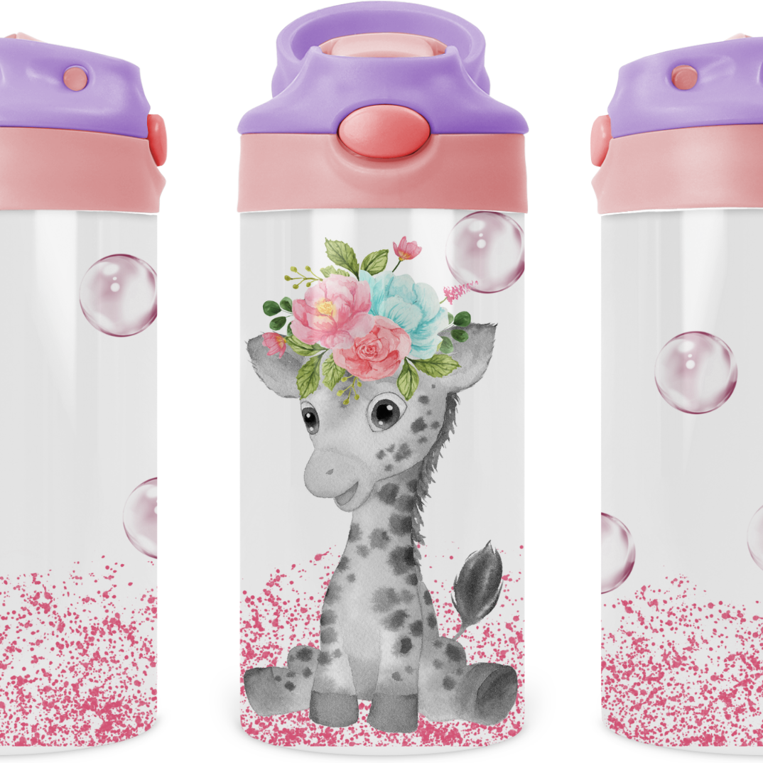 Baby Giraffe Kids 12 oz Water Bottle Flip Top by Crafty Casey's