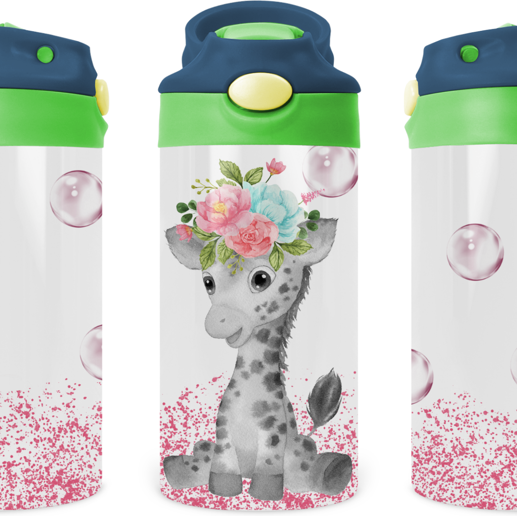 Baby Giraffe Kids 12 oz Water Bottle Flip Top by Crafty Casey's