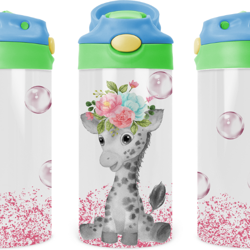 Baby Giraffe Kids 12 oz Water Bottle Flip Top by Crafty Casey's