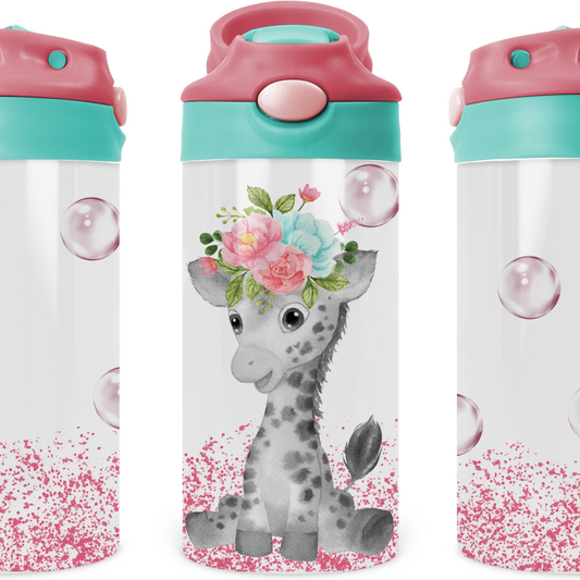 Baby Giraffe Kids 12 oz Water Bottle Flip Top by Crafty Casey's