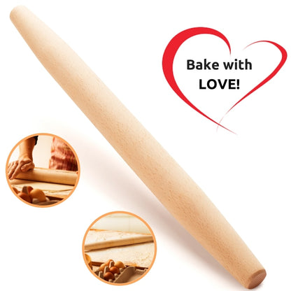 Mr. Woodware - French Wooden Rolling Pin 18″ x 1.55″ for Baking Pizza Pastry Dough, Pie Crust & Cookie by Mr. Woodware