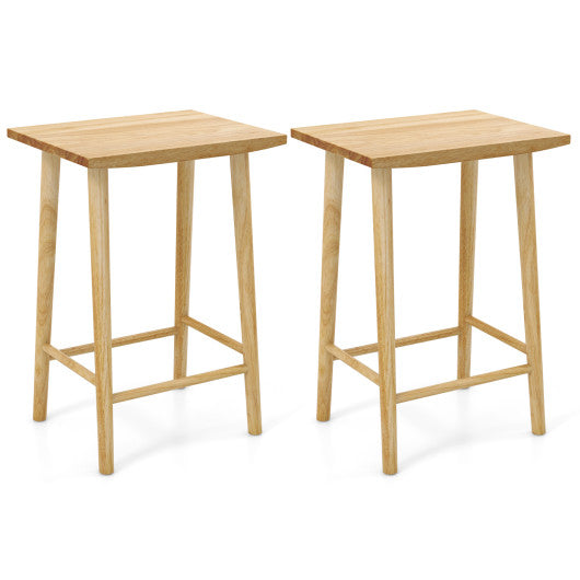 25.5 Inch Bar Stools Set of 2 with Footrest-Natural by VYSN