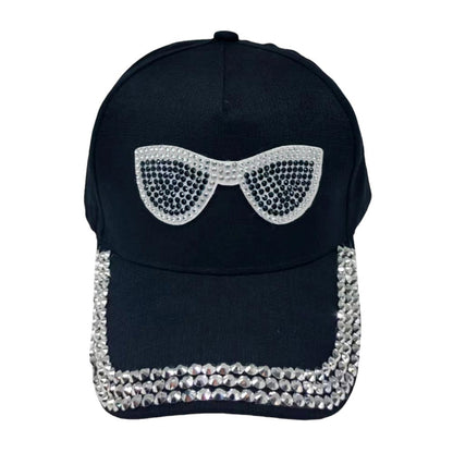 Bling Sunglasses Accented Studded Baseball Cap by Madeline Love