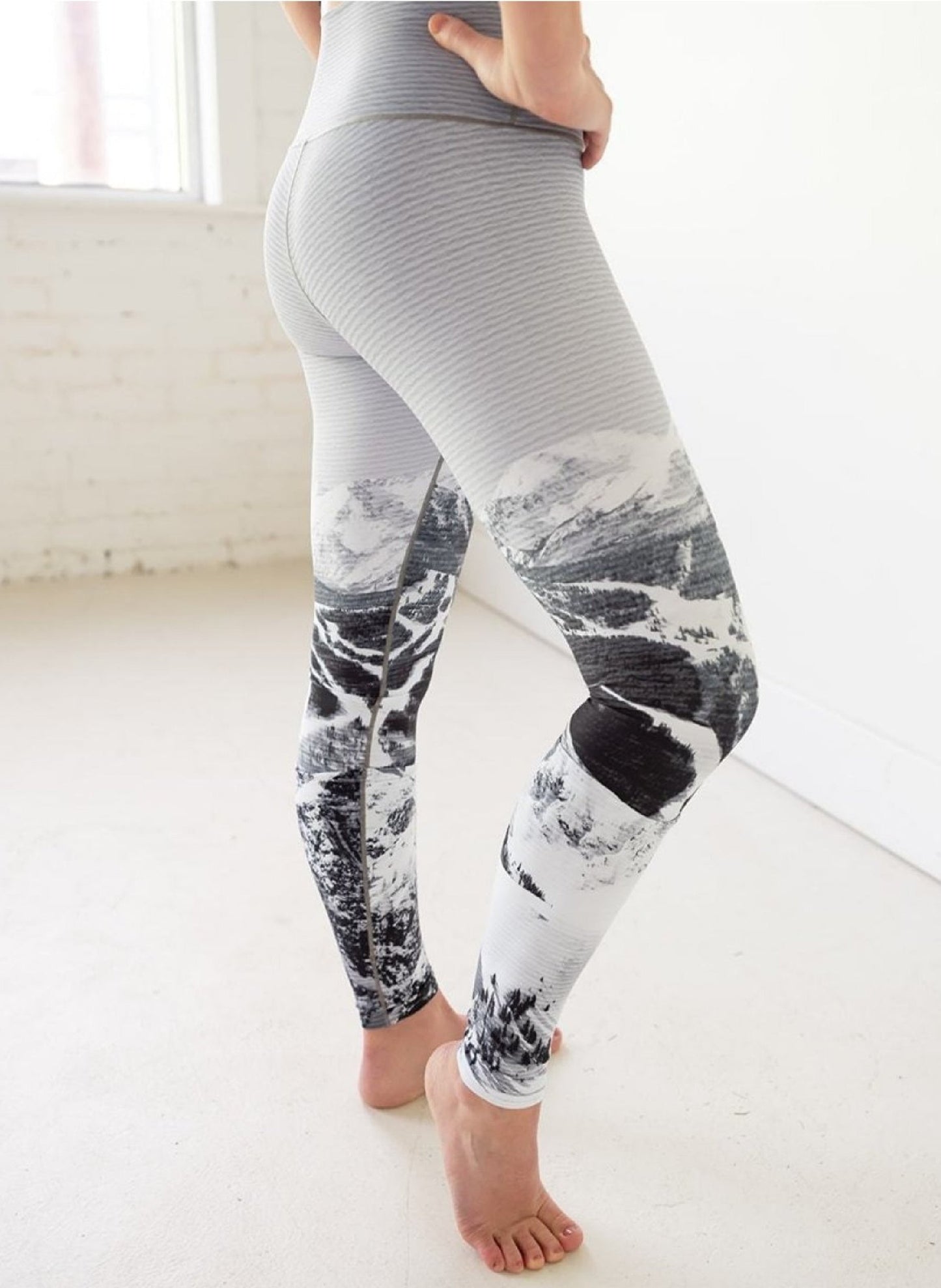 Yoga Pants Black & White Ski Hill by Colorado Threads Clothing