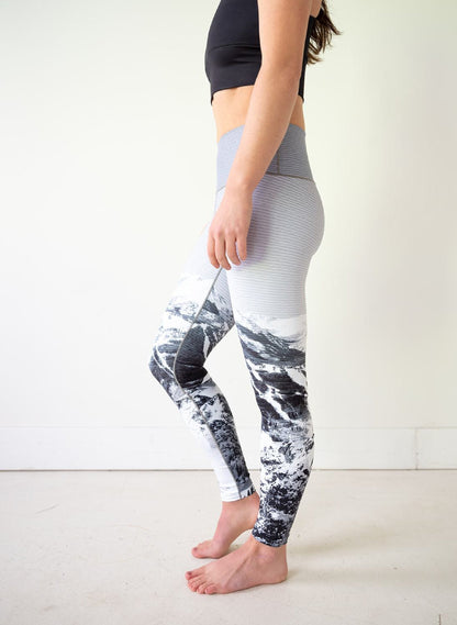 Yoga Pants Black & White Ski Hill by Colorado Threads Clothing