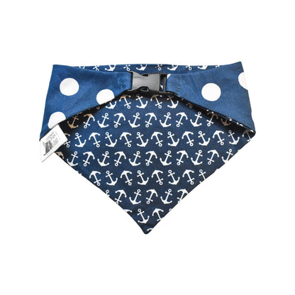 Navy Anchors Reversible Dog Bandana by Uptown Pups