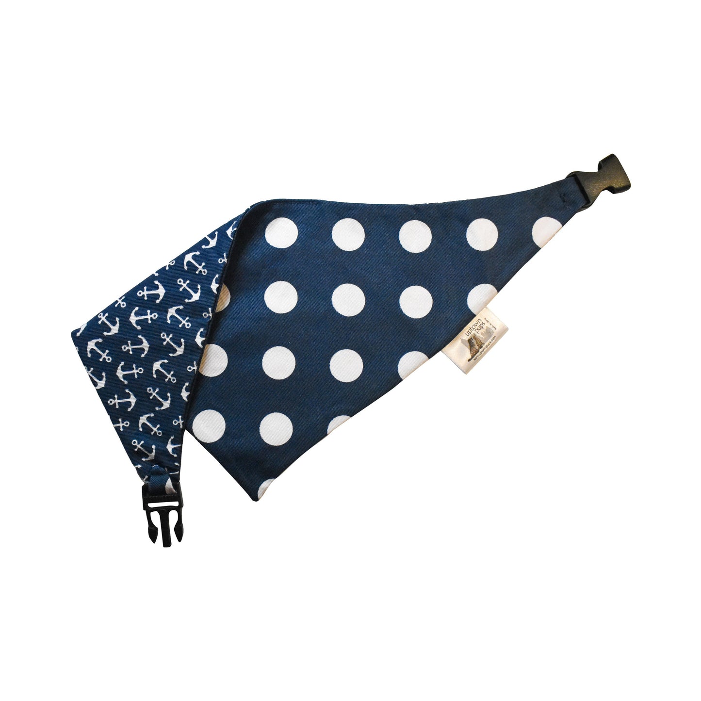 Navy Anchors Reversible Dog Bandana by Uptown Pups