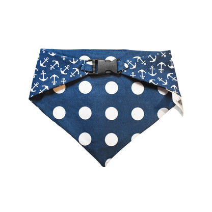 Navy Anchors Reversible Dog Bandana by Uptown Pups