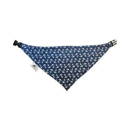 Navy Anchors Reversible Dog Bandana by Uptown Pups