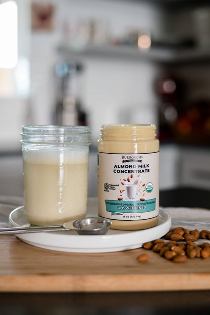 Regenerative Organic Almond Milk Concentrate by Burroughs Family Farms