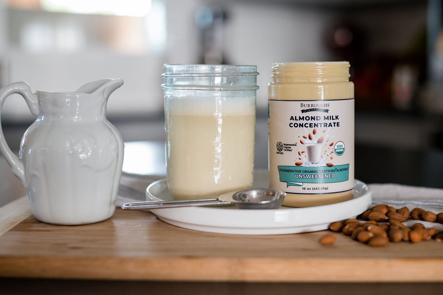 Regenerative Organic Almond Milk Concentrate by Burroughs Family Farms