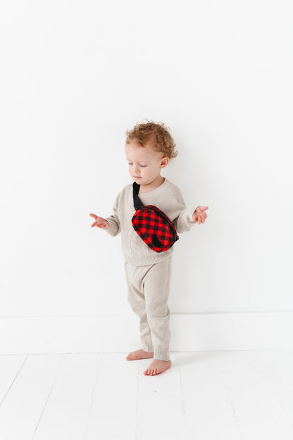 The Camp Bag - Buffalo Plaid Kids Fanny Bag by Big Little Wish