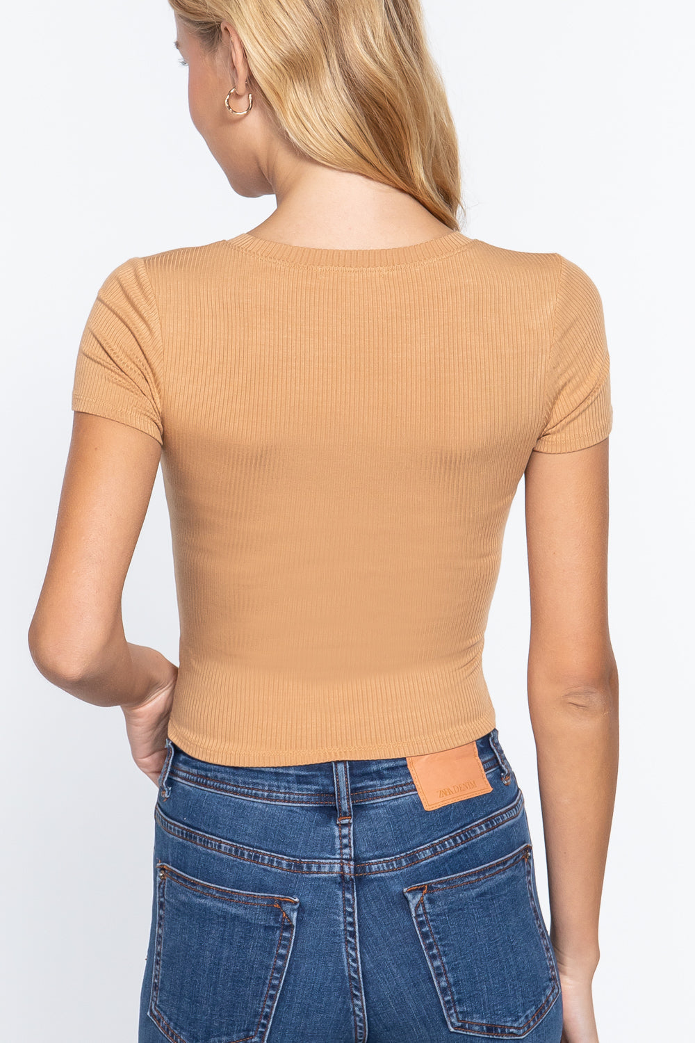 Short Slv Crew Neck Rib Crop Top by BlakWardrob