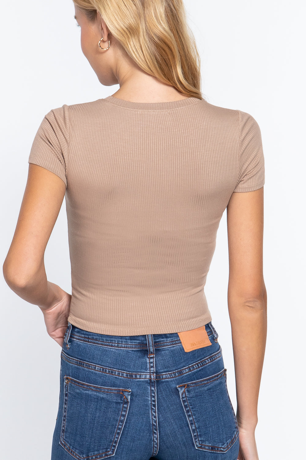 Short Slv Crew Neck Rib Crop Top by BlakWardrob