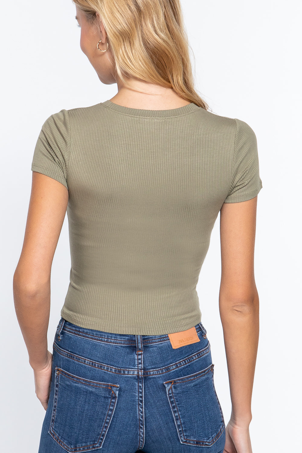 Short Slv Crew Neck Rib Crop Top by BlakWardrob