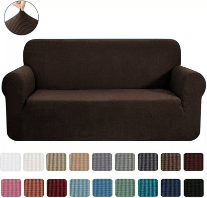 Chocolate Brown 2-Piece Set Slipcover Sofa & Loveseat Cover Protector 4-Way Stretch Elastic by Homemartgoods