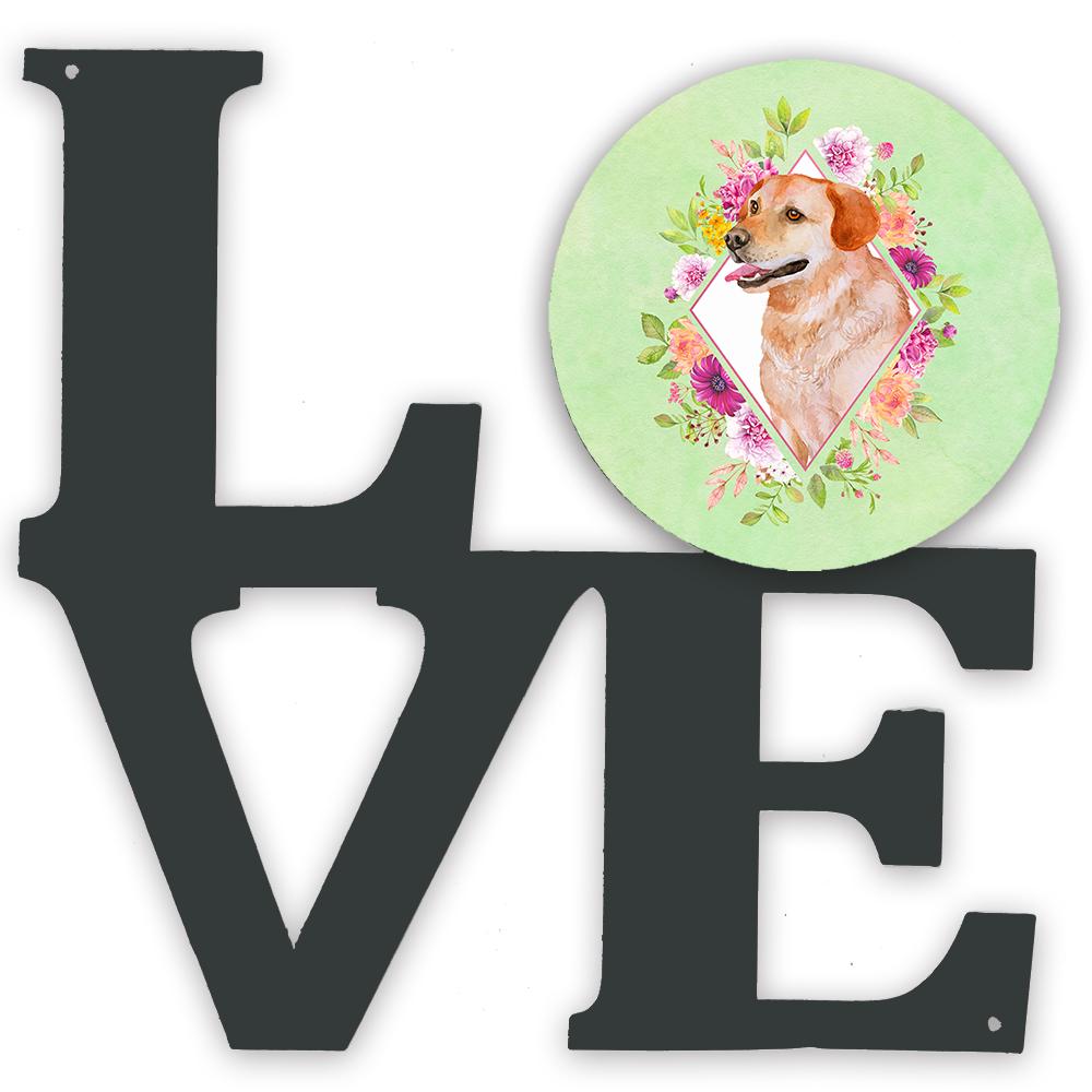 Yellow Labrador Retriever Green Flowers Metal Wall Artwork LOVE CK4318WALV by Caroline's Treasures