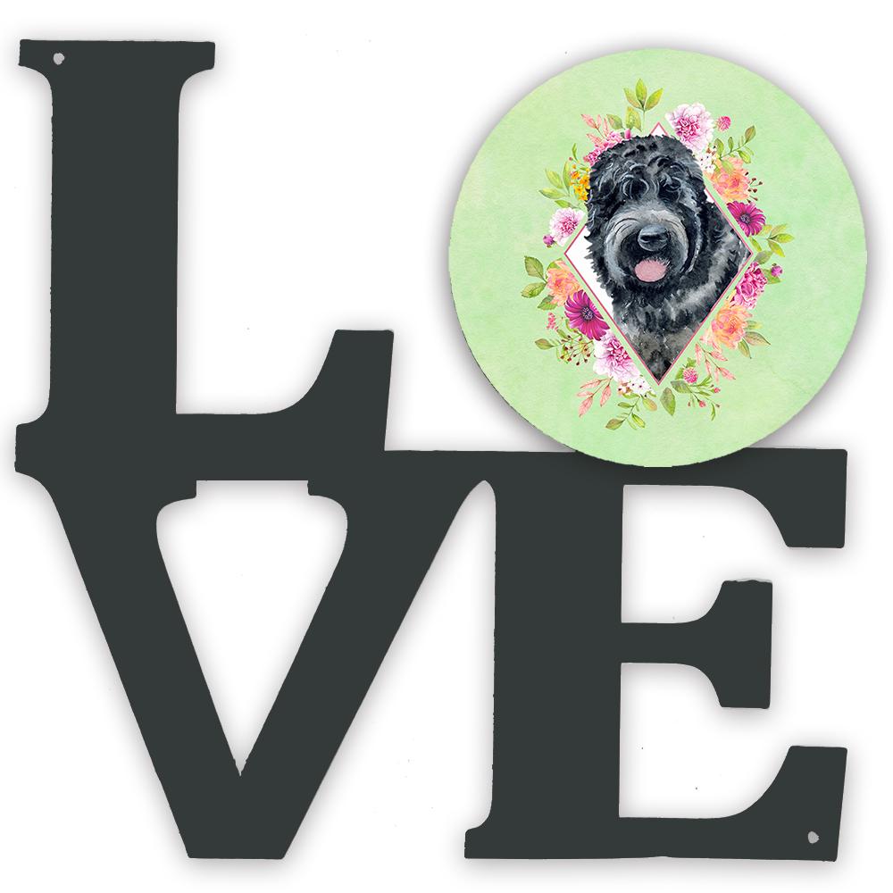 Russian Black Terrier Green Flowers Metal Wall Artwork LOVE CK4336WALV by Caroline's Treasures