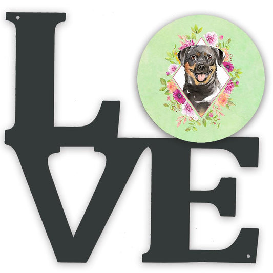 Rottweiler Green Flowers Metal Wall Artwork LOVE CK4377WALV by Caroline's Treasures