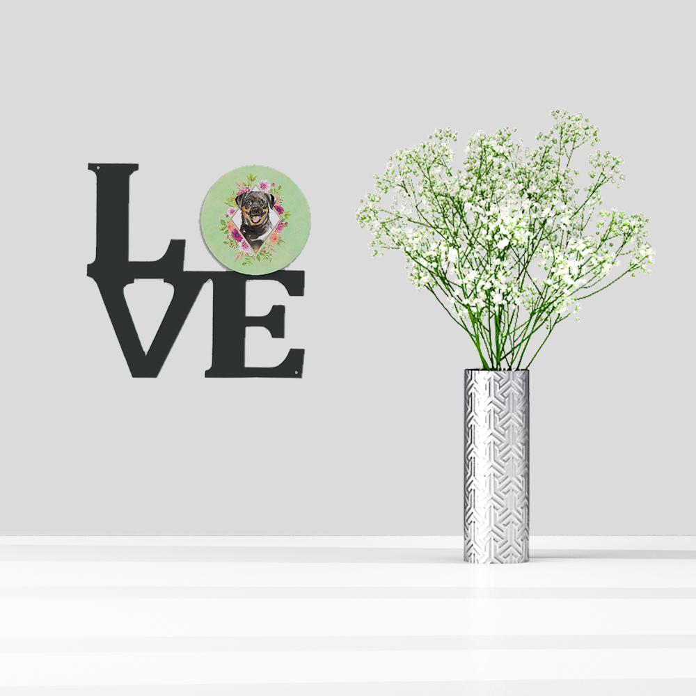 Rottweiler Green Flowers Metal Wall Artwork LOVE CK4377WALV by Caroline's Treasures