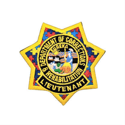 CDCR LIEUTENANT <br> Autism Awareness <br> Ribbon Badge Patch by Custom Pins & Buckles