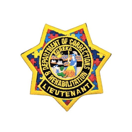 CDCR LIEUTENANT <br> Autism Awareness <br> Ribbon Badge Patch by Custom Pins & Buckles