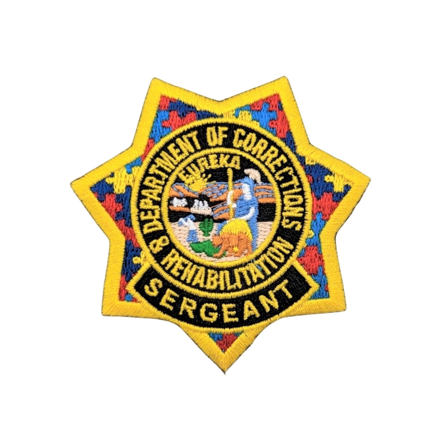 CDCR SERGEANT <br> Autism Awareness <br> Ribbon Badge Patch by Custom Pins & Buckles