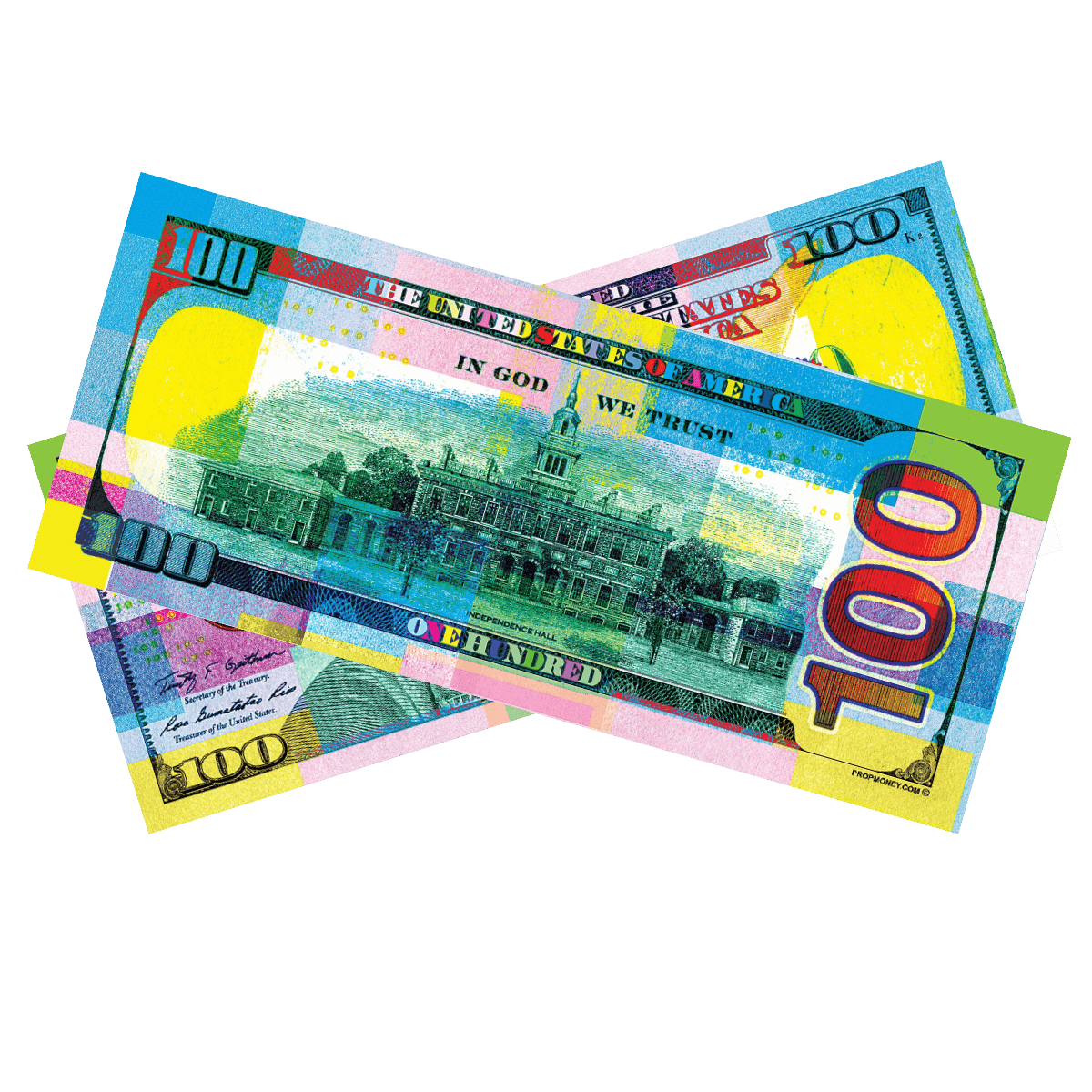 100x $100 Chroma Colored Bills by Prop Money Inc