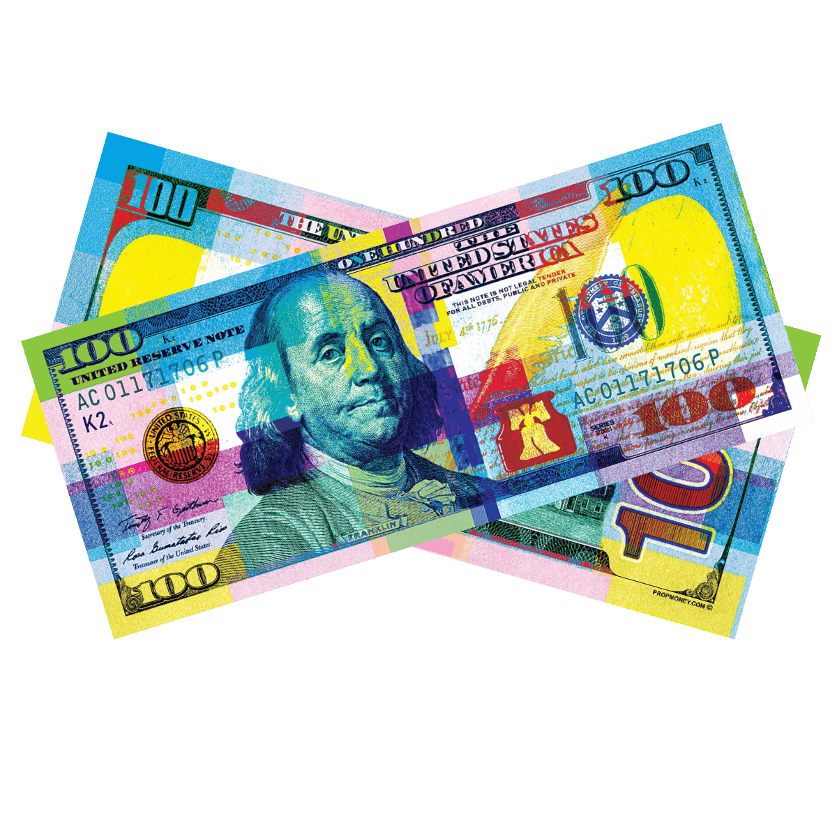 100x $100 Chroma Colored Bills by Prop Money Inc