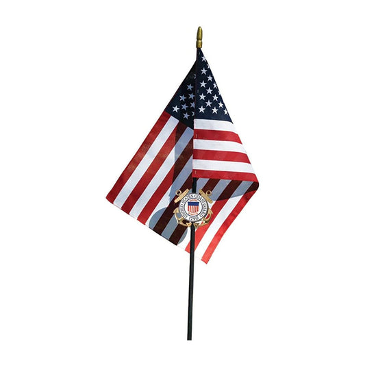 Coast Guard Veteran Grave Marker With 30 Inch Tall American Cemetery Flag, Officially Licensed Military Seal. by The Military Gift Store