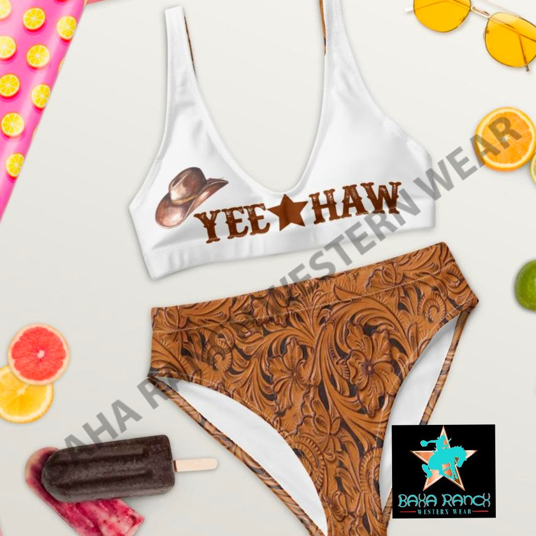 Yeehaw Tooled Leather Print Bikini by Baha Ranch Western Wear