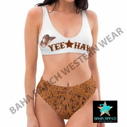 Yeehaw Tooled Leather Print Bikini by Baha Ranch Western Wear