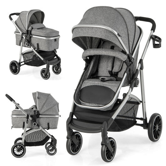 2-in-1 Convertible Baby Stroller with Reversible Seat-Gray by VYSN