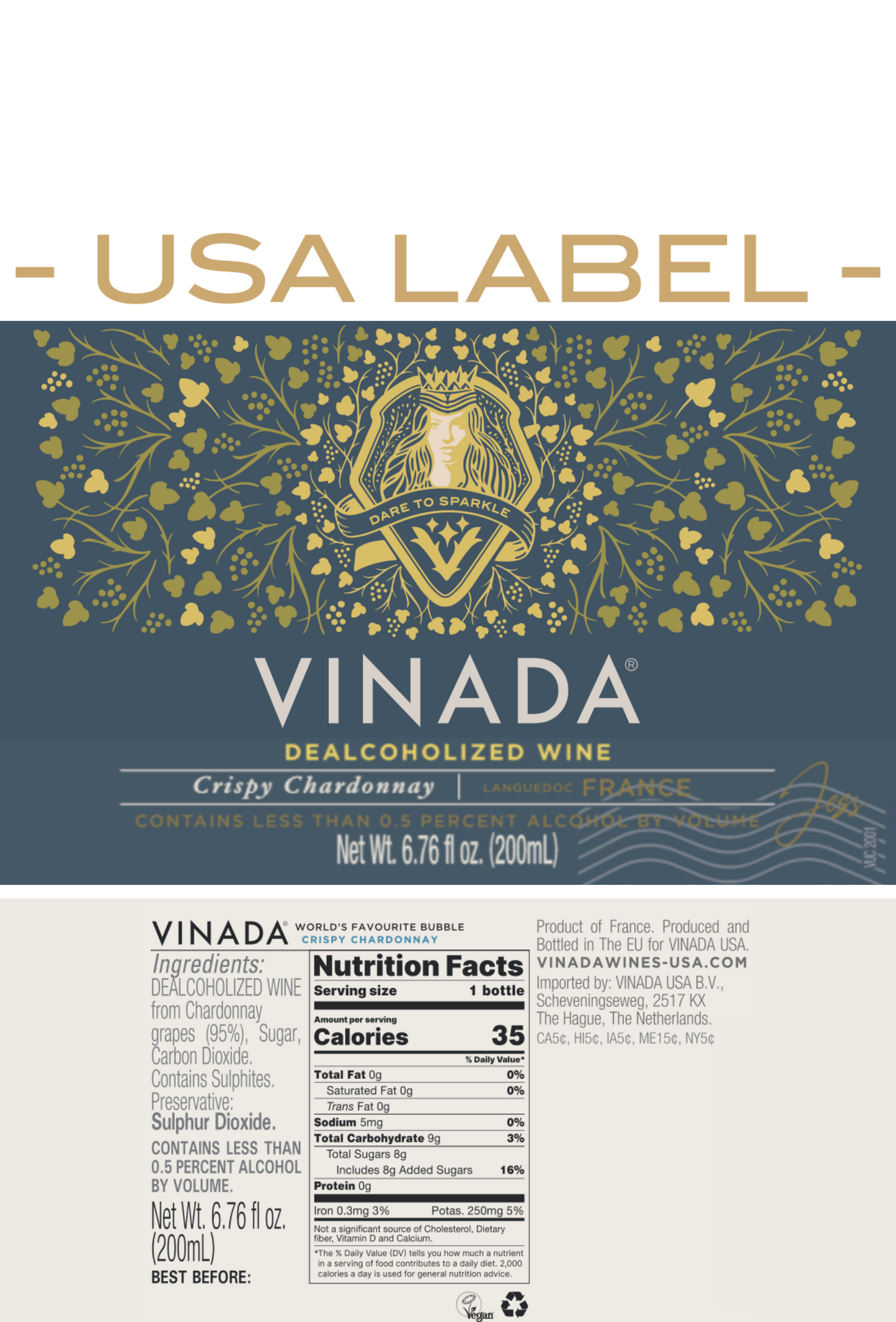 VINADA® - CRISPY CHARDONNAY MINI (0%) 200 ML by VINADA USA