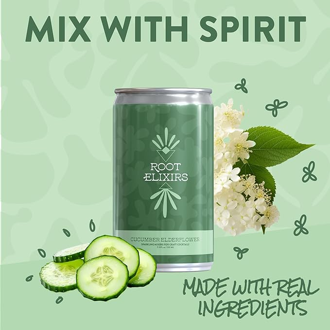 Root Elixirs Variety Pack | Root Elixirs Sparkling Premium Cocktail Mixers- 8 Cans 7.5oz by Farm2Me