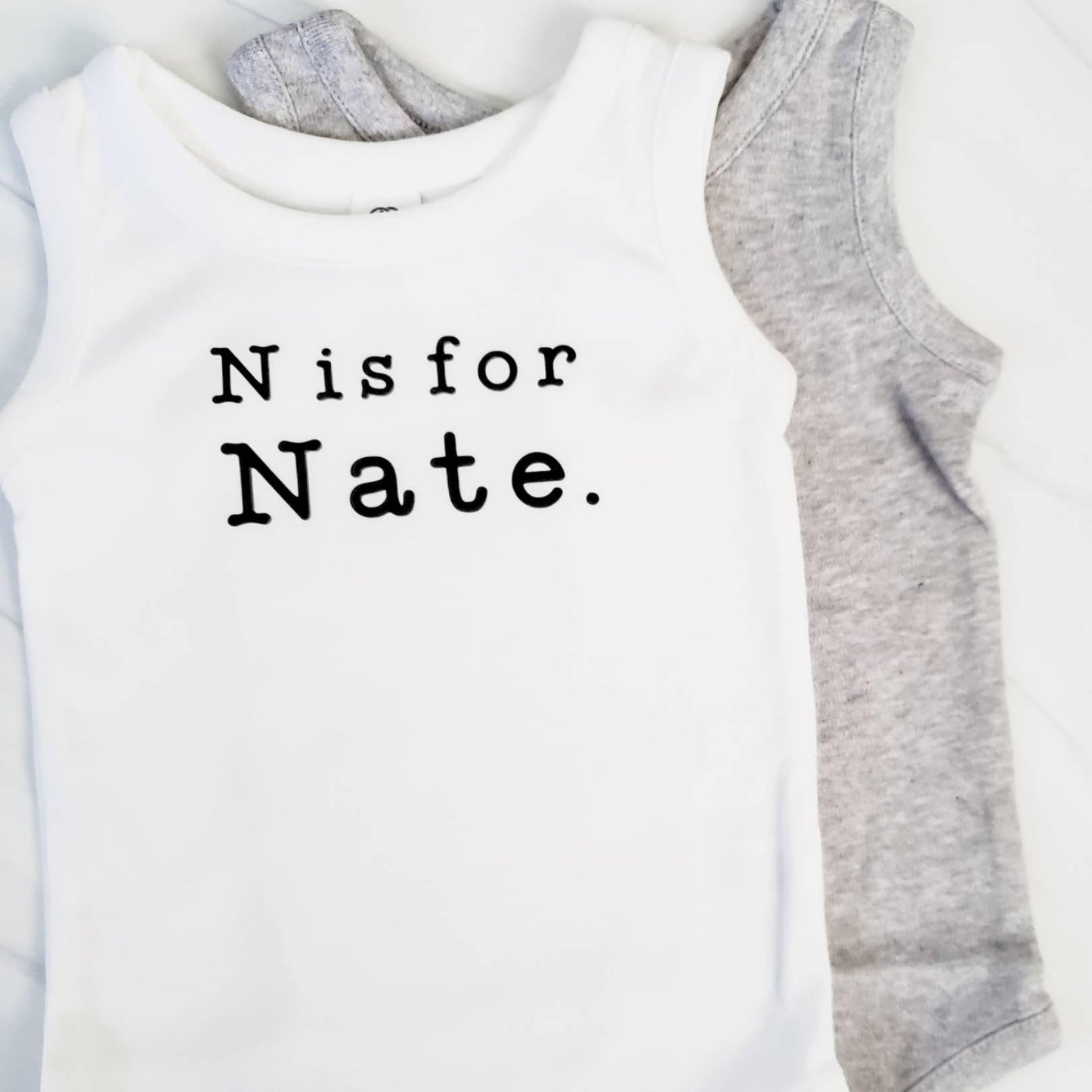 Custom Name Sleeveless Organic Cotton Baby Bodysuit by Salt and Sparkle