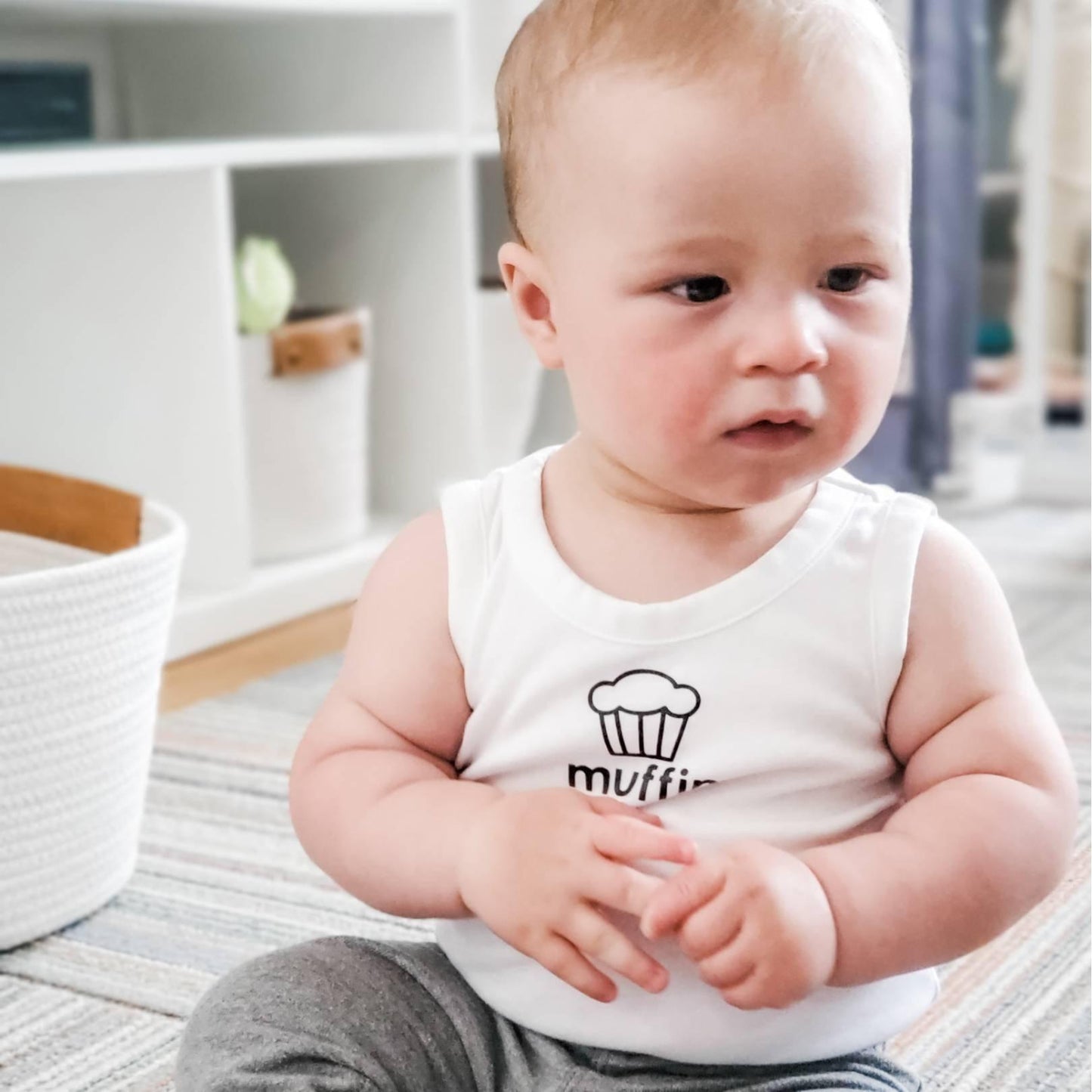 Custom Name Sleeveless Organic Cotton Baby Bodysuit by Salt and Sparkle