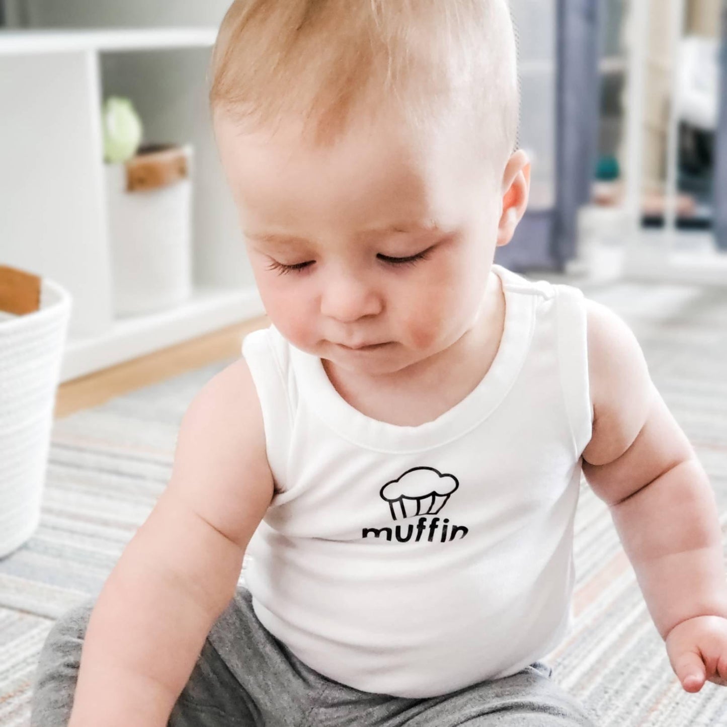 Custom Name Sleeveless Organic Cotton Baby Bodysuit by Salt and Sparkle