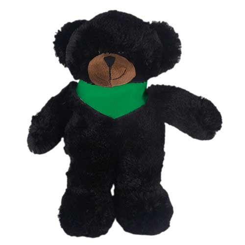 Soft Plush Stuffed Black Teddy Bear with Bandana by Plushland