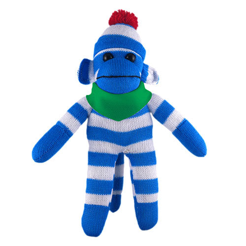 Blue Sock Monkey with Bandana by Plushland