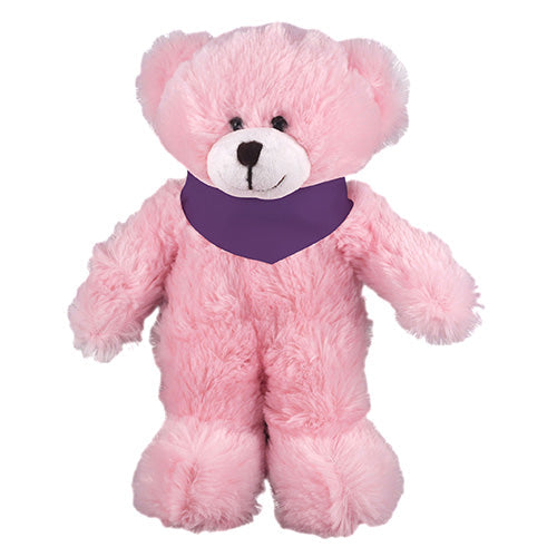 Soft Plush Stuffed Pink Teddy Bear with Bandana by Plushland