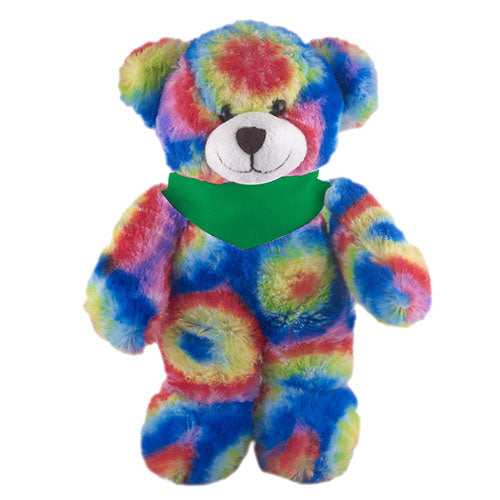 Soft Plush Stuffed Tie Dye Teddy Bear with Bandana by Plushland