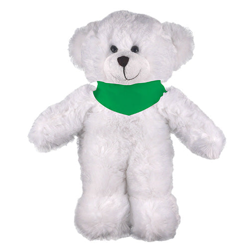 Soft Plush Stuffed White Teddy Bear with Bandana by Plushland