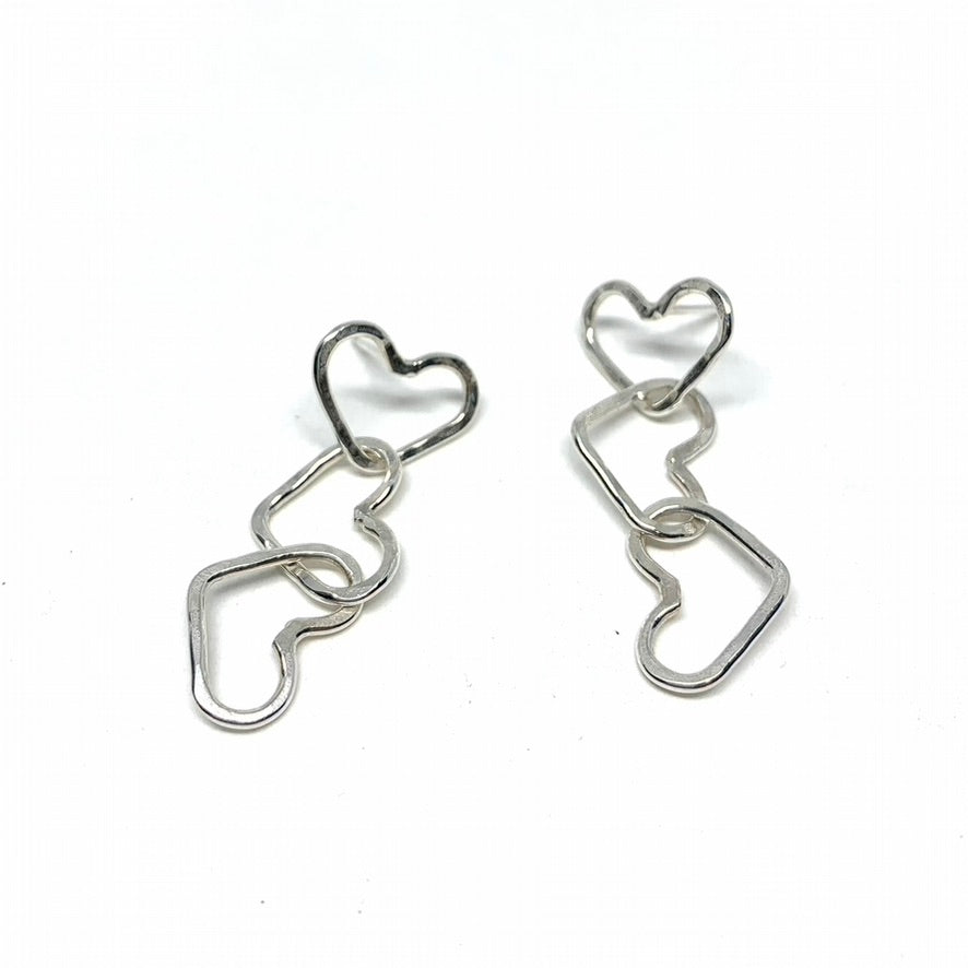 Triple Heart Dangle Earrings by Jennifer Cervelli Jewelry