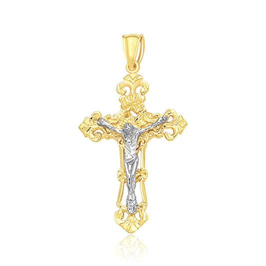 14k Two- Tone Gold Cross Pendant by Avera Group